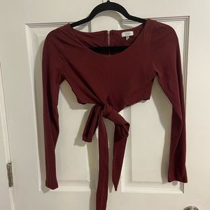 Maroon long sleeve tobi crop top